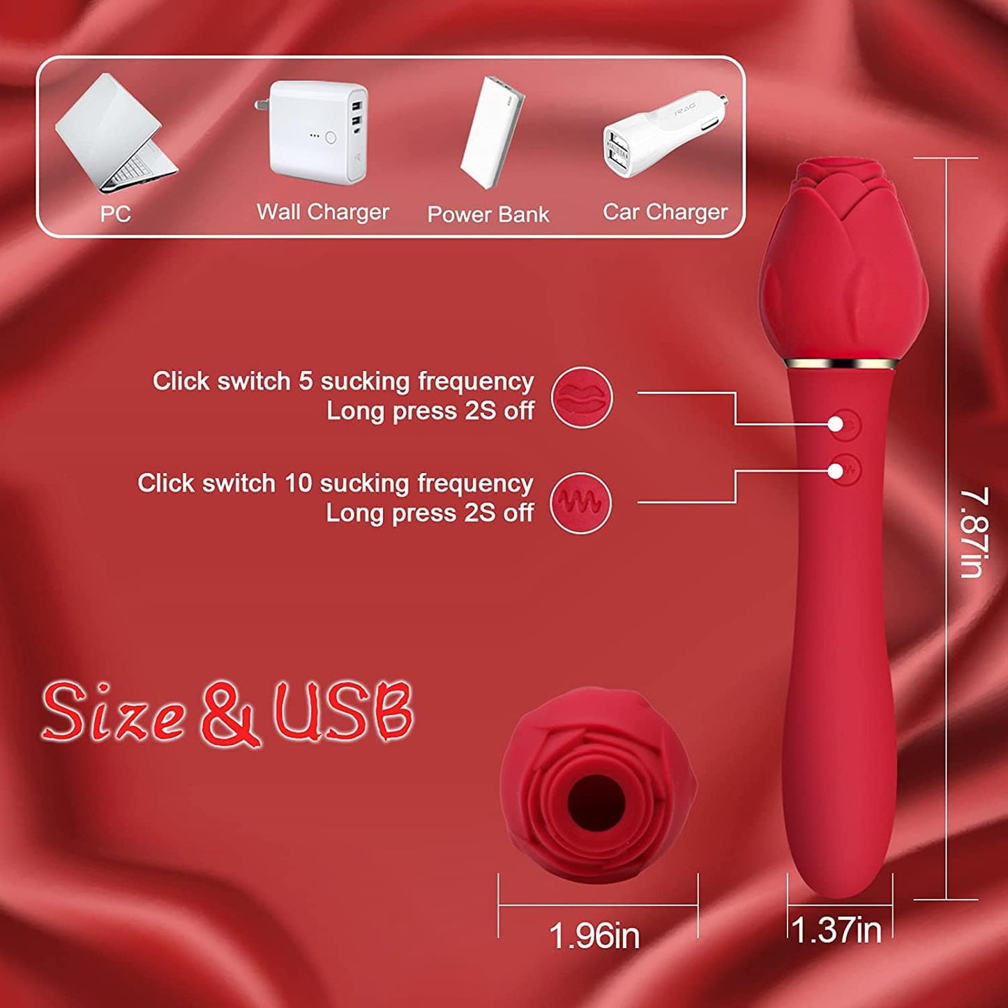 Rose Sucking G-Spot Vibrator Clit Sucker Nipple Toy