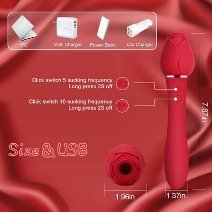 Rose Sucking G-Spot Vibrator Clit Sucker Nipple Toy
