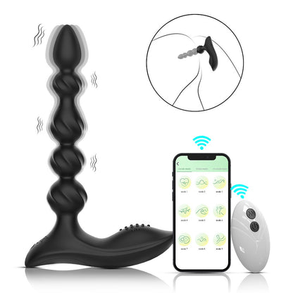 Masajeador prostático de cuentas anales – Control remoto o por aplicación, 10 modos