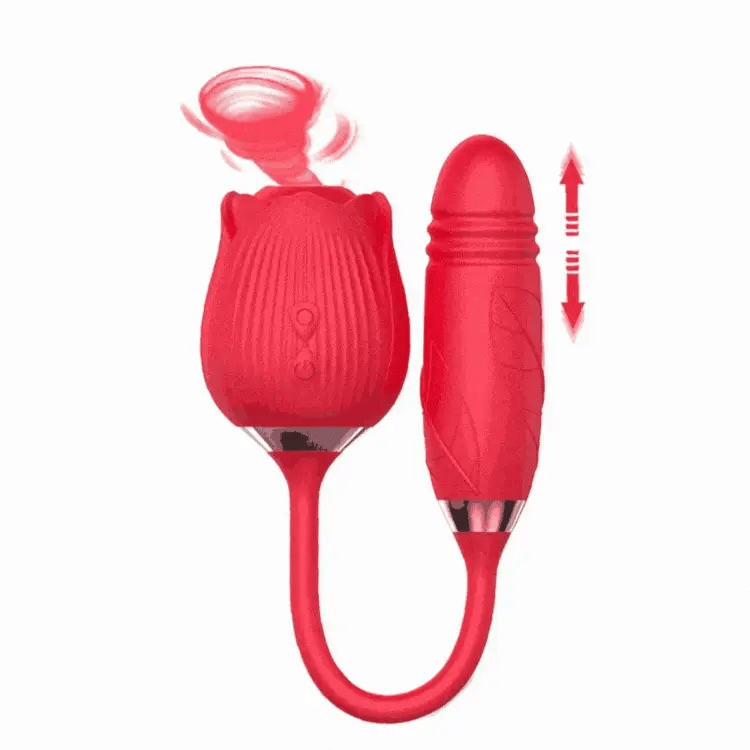 Rose Sucking G-Spot Vibrator – 10 Modes, Rose Red / Blue / Purple / Pin