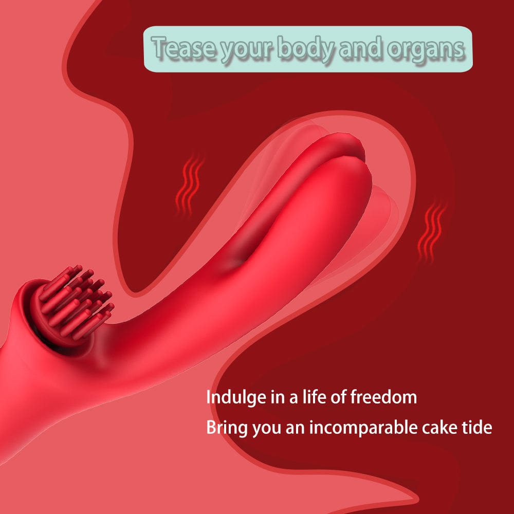 3 In 1 Clit Tickling G Spot Wiggling Dildo Vibrator