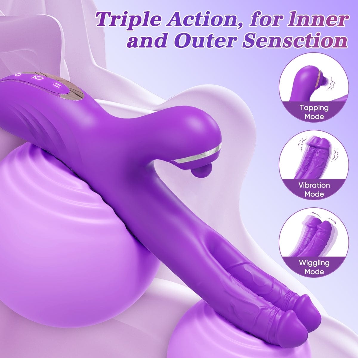 3 In 1 Clitoris Tapping Wiggling G Spot Dildo Vibrator