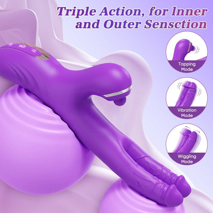 3 In 1 Clitoris Tapping Wiggling G Spot Dildo Vibrator