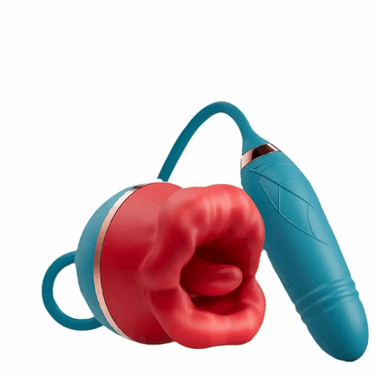3 In1 Big Mouth Sucking Tongue Licking Vibrator & Thrusting Bullet Vibrator