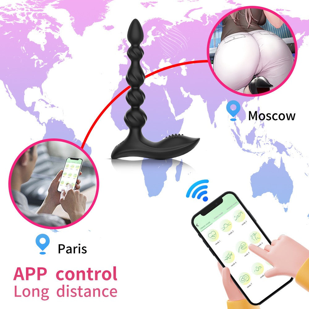 Masajeador prostático de cuentas anales – Control remoto o por aplicación, 10 modos