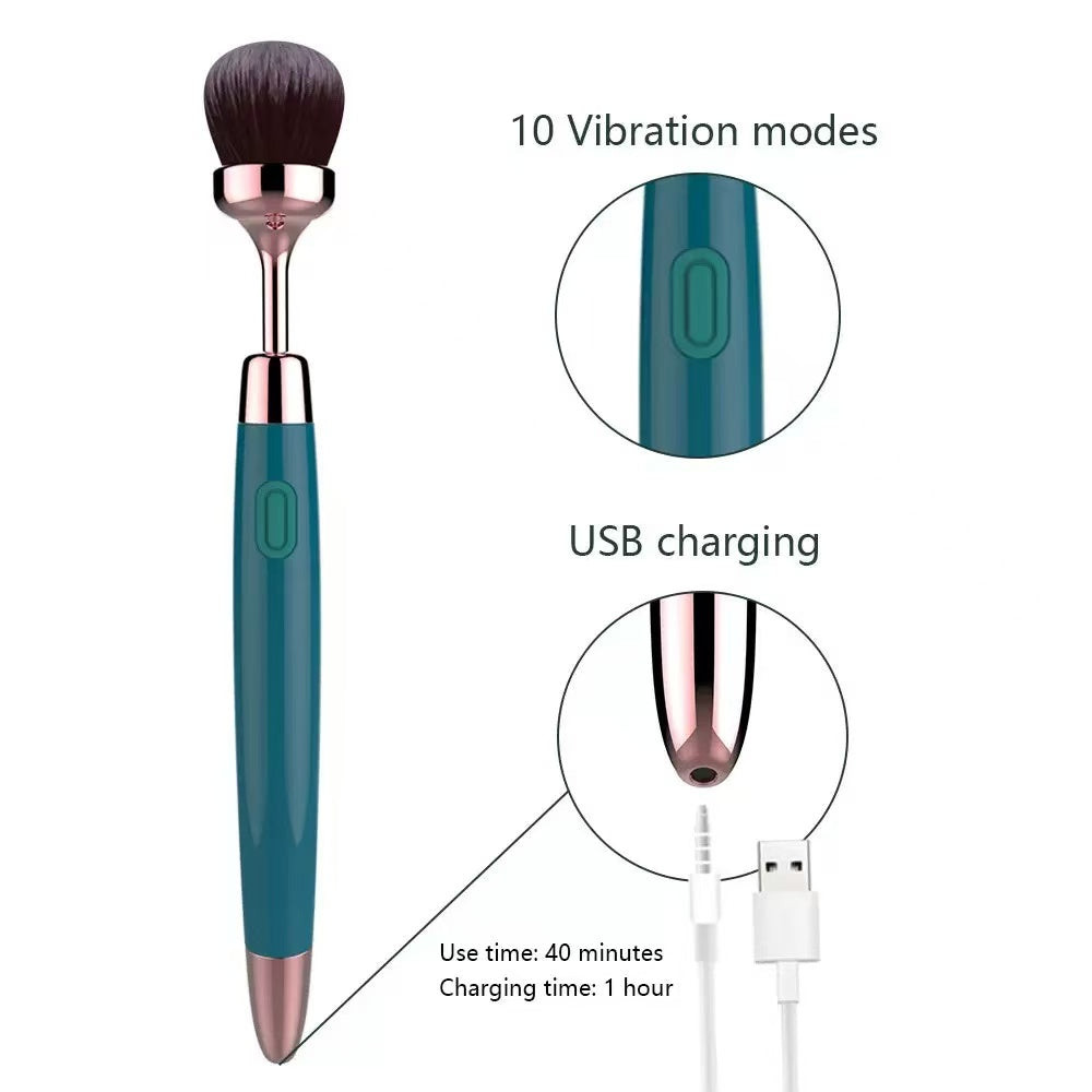 10 vibration modes power button and pin jack usb charging port on disguise cosmetic brush vibrator