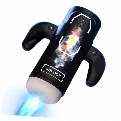 Black Game Cup Series Telescopic Sucking Heating Male Masturbator – Auto, USB