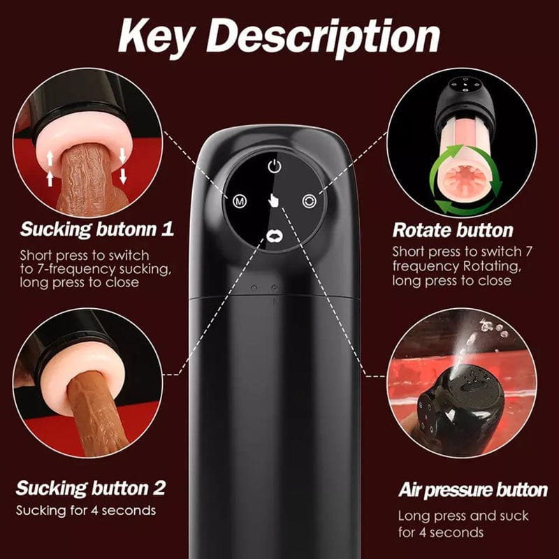Men's 5-Frequency Telescopic Suction Masturbation Cup – 4 Suction Modes, Voice & Waterproof