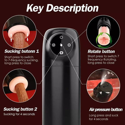 Men's 5-Frequency Telescopic Suction Masturbation Cup – 4 Suction Modes, Voice & Waterproof