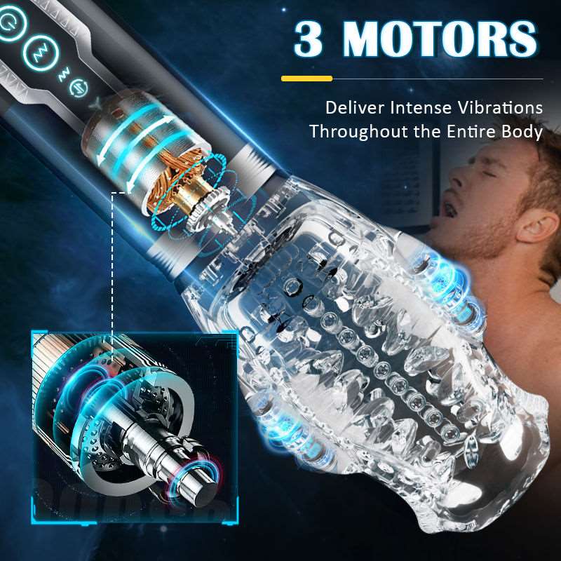 Gawk Gawk 6000 Amber 5.0 Double Egg Vibrators 5 Thrusting 7 Vibrating Oral Sex Handheld Male Masturbation Cup