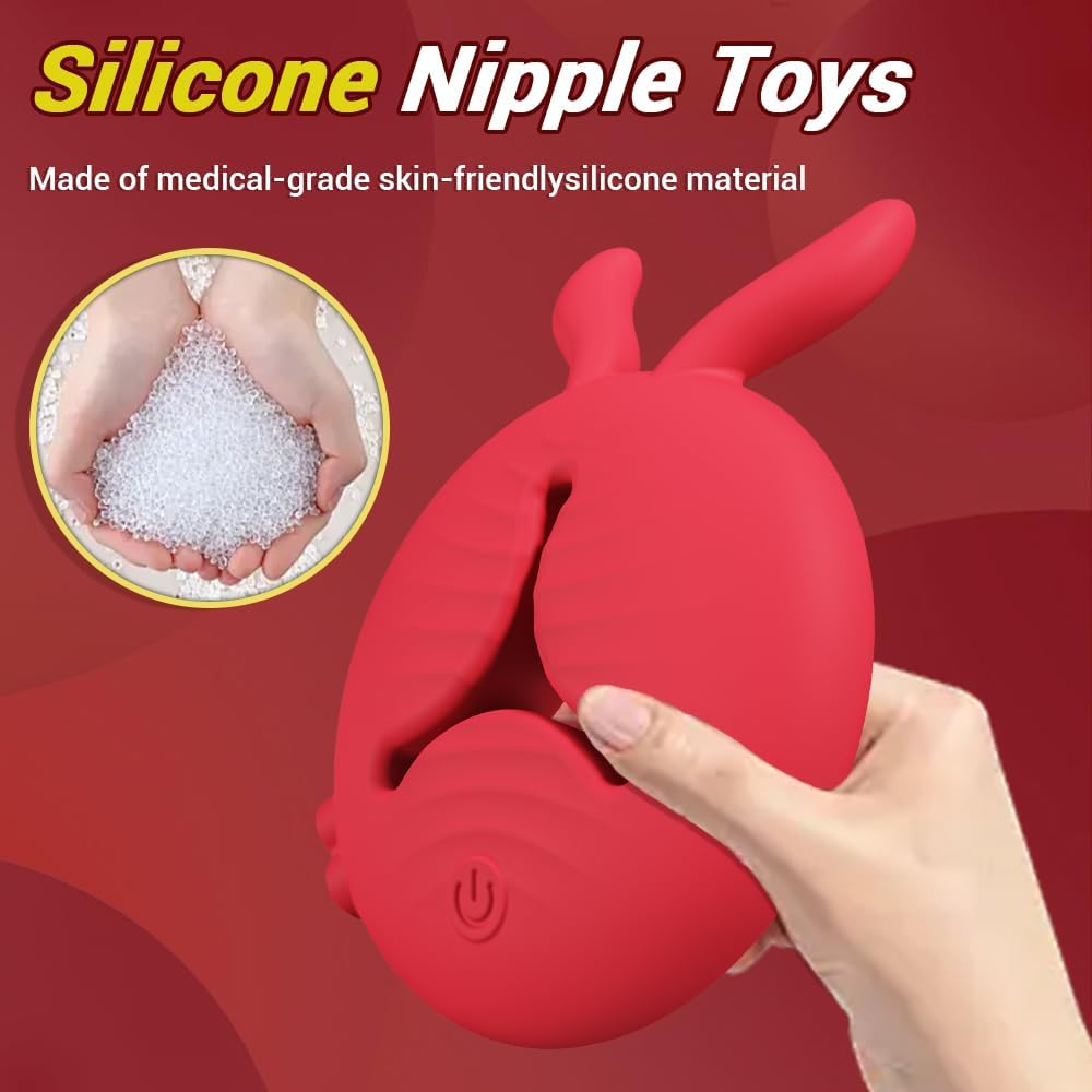 Rabbit Vibrating Nipple Clamps BDSM Toy with APP & Remote Control