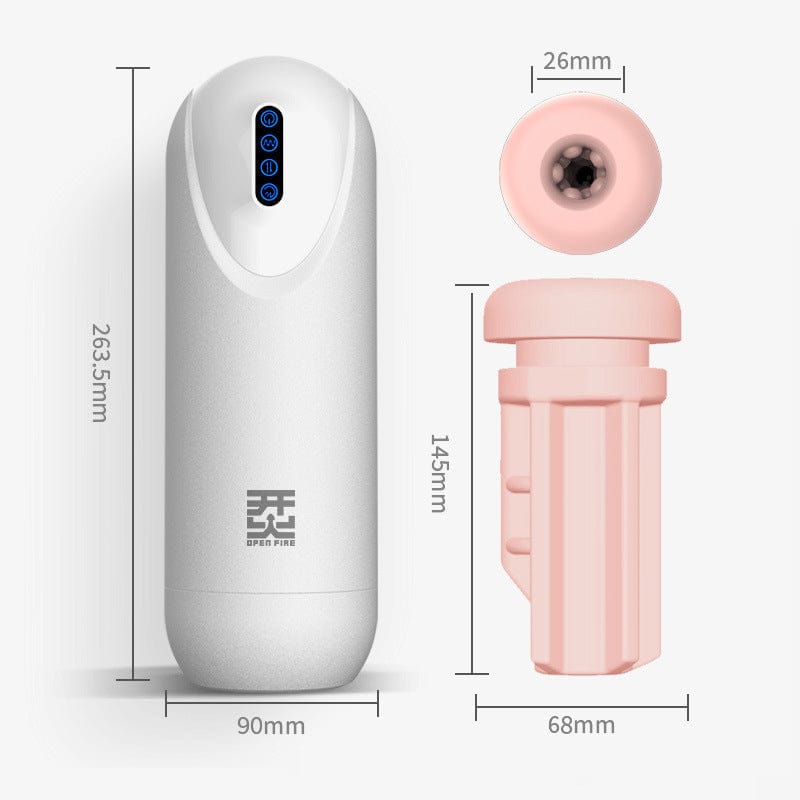 Open Fire 2-in-1 Male Multifunctional Sucking & Vibrating Telescopic Cup – 7 Modes, Realistic Texture