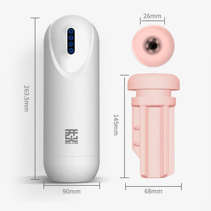 Open Fire 2-in-1 Male Multifunctional Sucking & Vibrating Telescopic Cup – 7 Modes, Realistic Texture