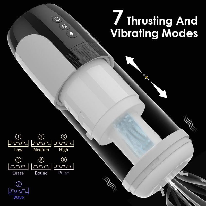 Fully Automatic 7-Mode Telescopic Vibrating Male Masturbator with Heating & Sound
