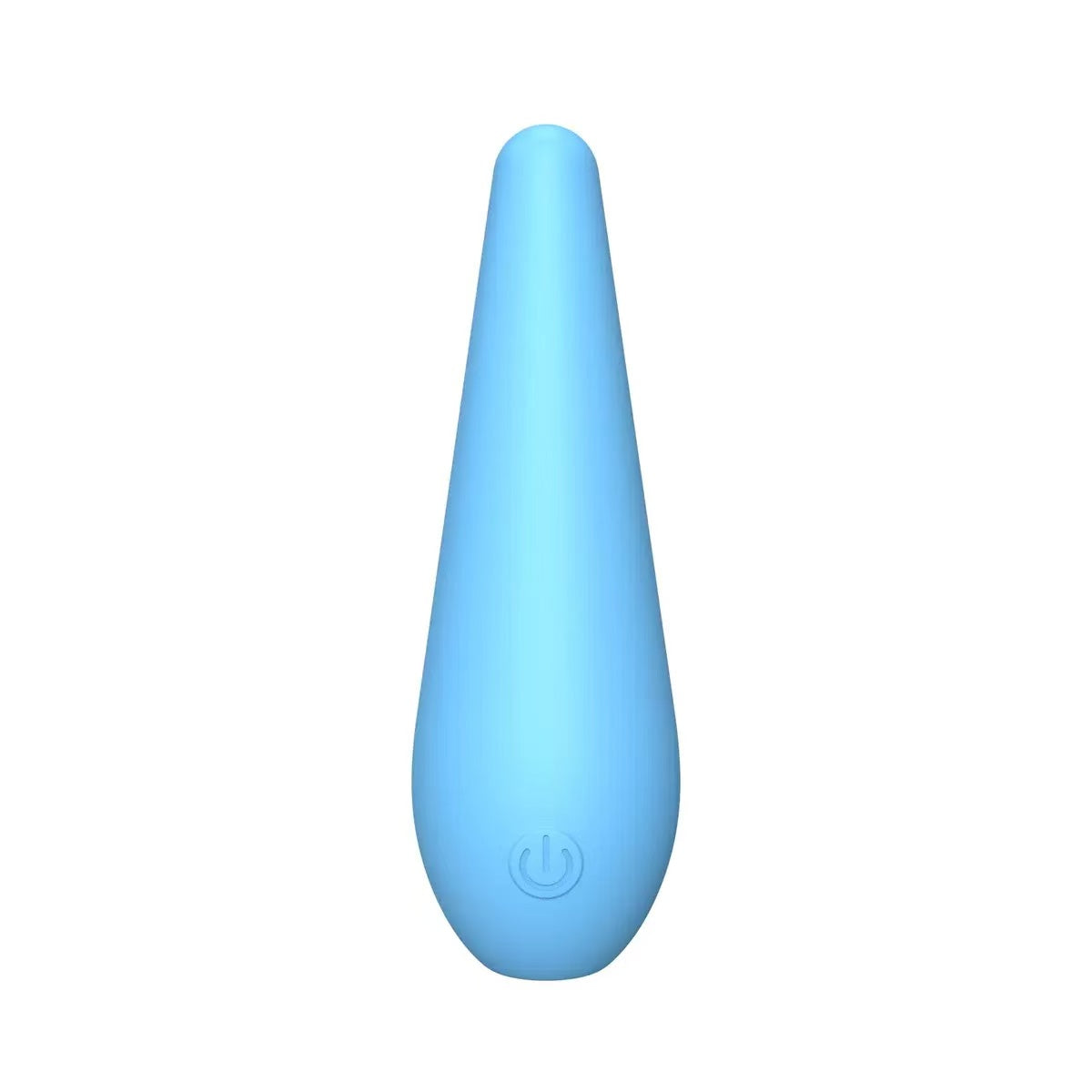 light blue teardrop mini clitoral vibrator with power button