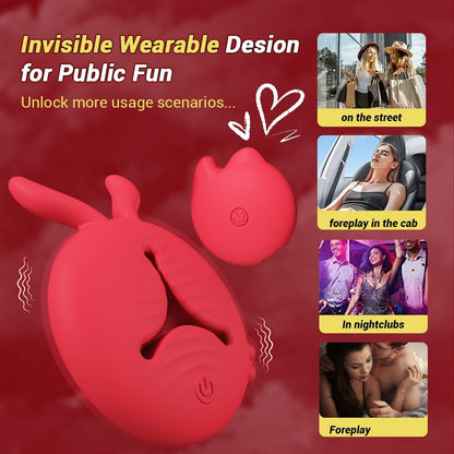 Rabbit Vibrating Nipple Clamps BDSM Toy with APP & Remote Control