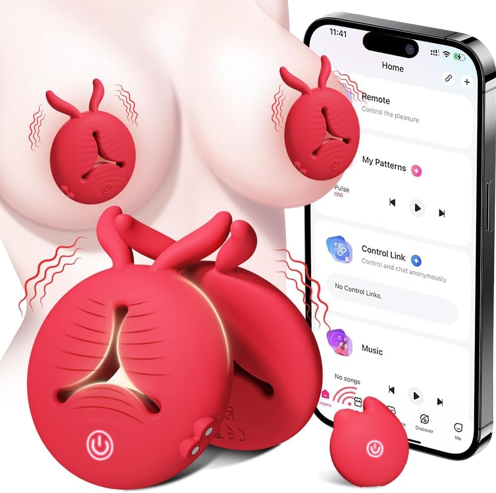 Rabbit Vibrating Nipple Clamps BDSM Toy with APP & Remote Control
