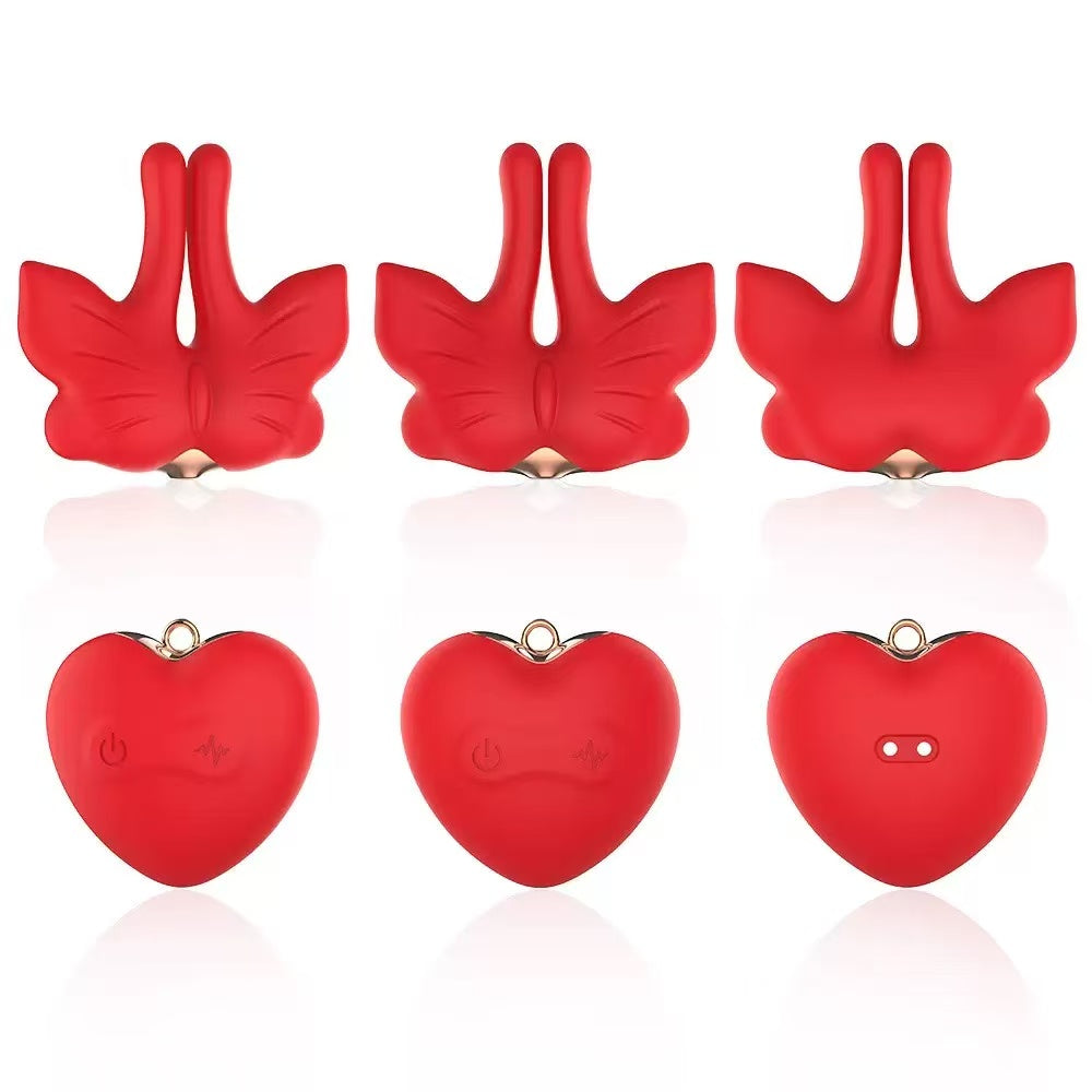Butterfly Neck-Hanging Nipple Clamp Vibrator – 9 Vibration Modes, Magnetic Clamps, Hands-Free