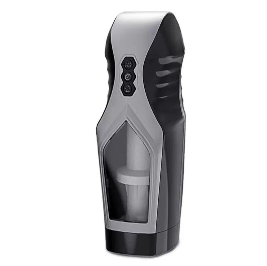 7-thrusting oral male masturbator black visible window one-touch climax button IPX5 earphone