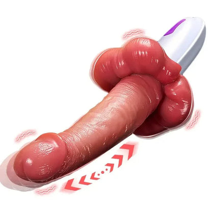 3 In 1 Big Mouth Thrusting heating Dildo Machine With Suction Cup & Remote Control