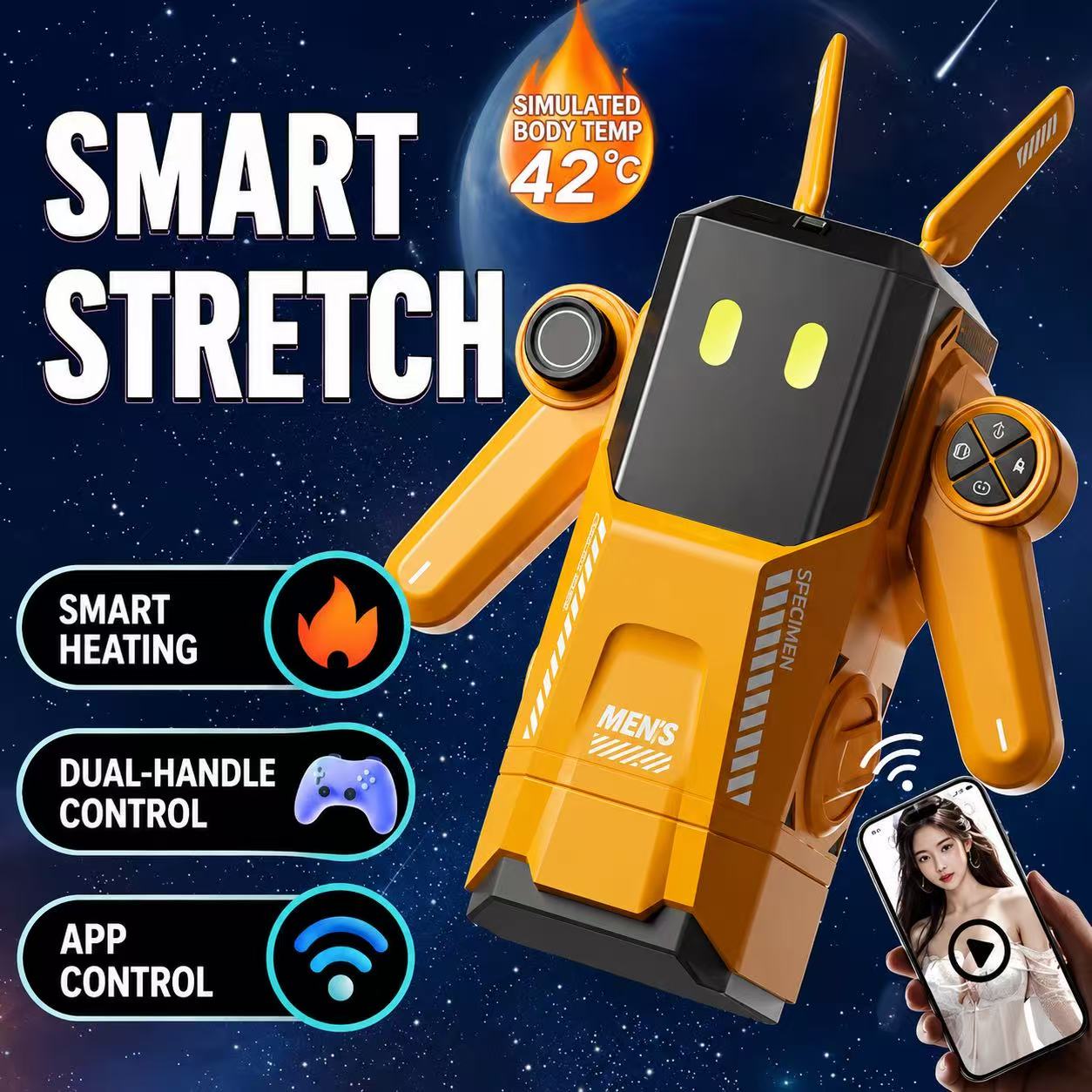 STOUCH Mech Warrior Male Masturbator – 8 Telescopic & 10 Vibration Modes with Heating