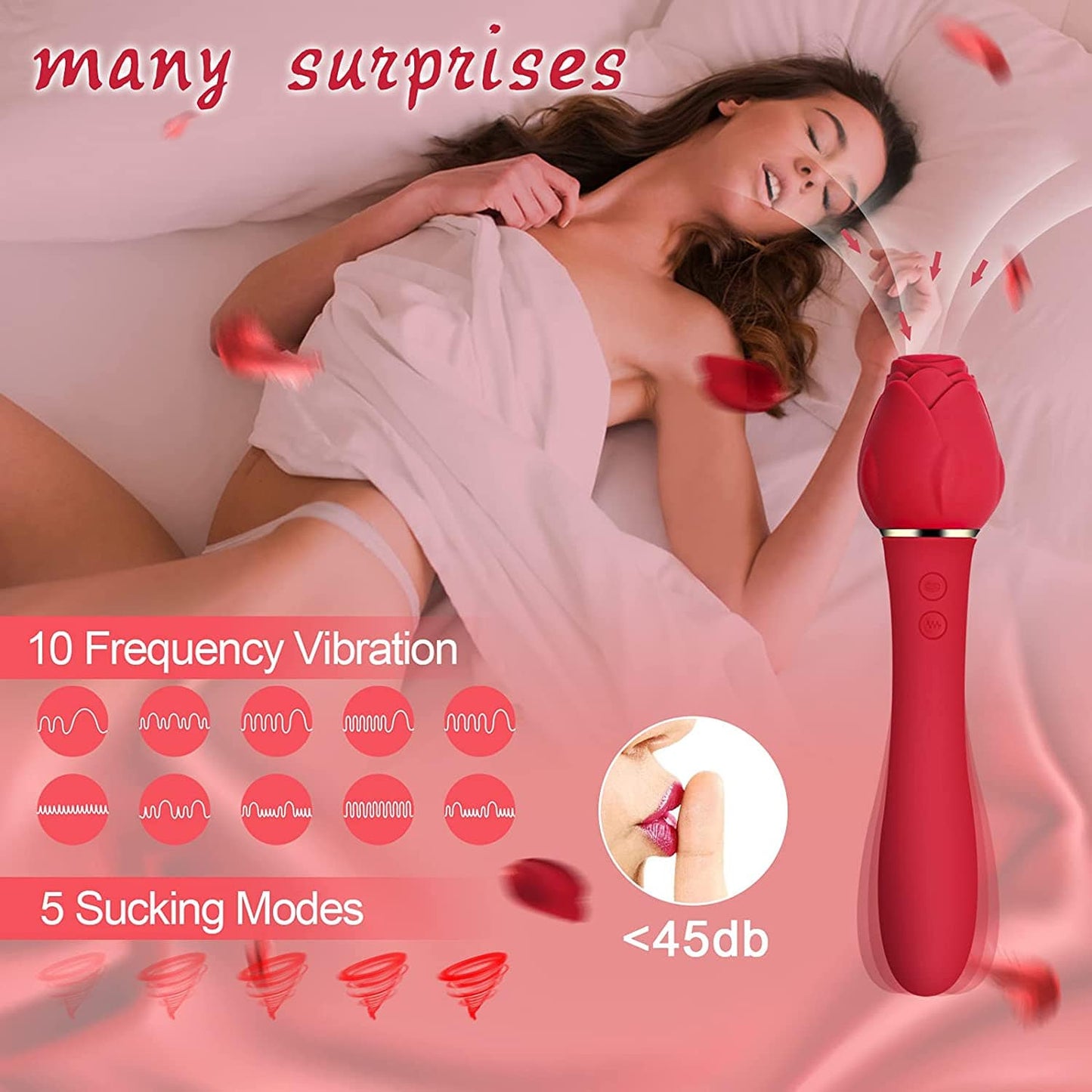 Rose Sucking G-Spot Vibrator Clit Sucker Nipple Toy
