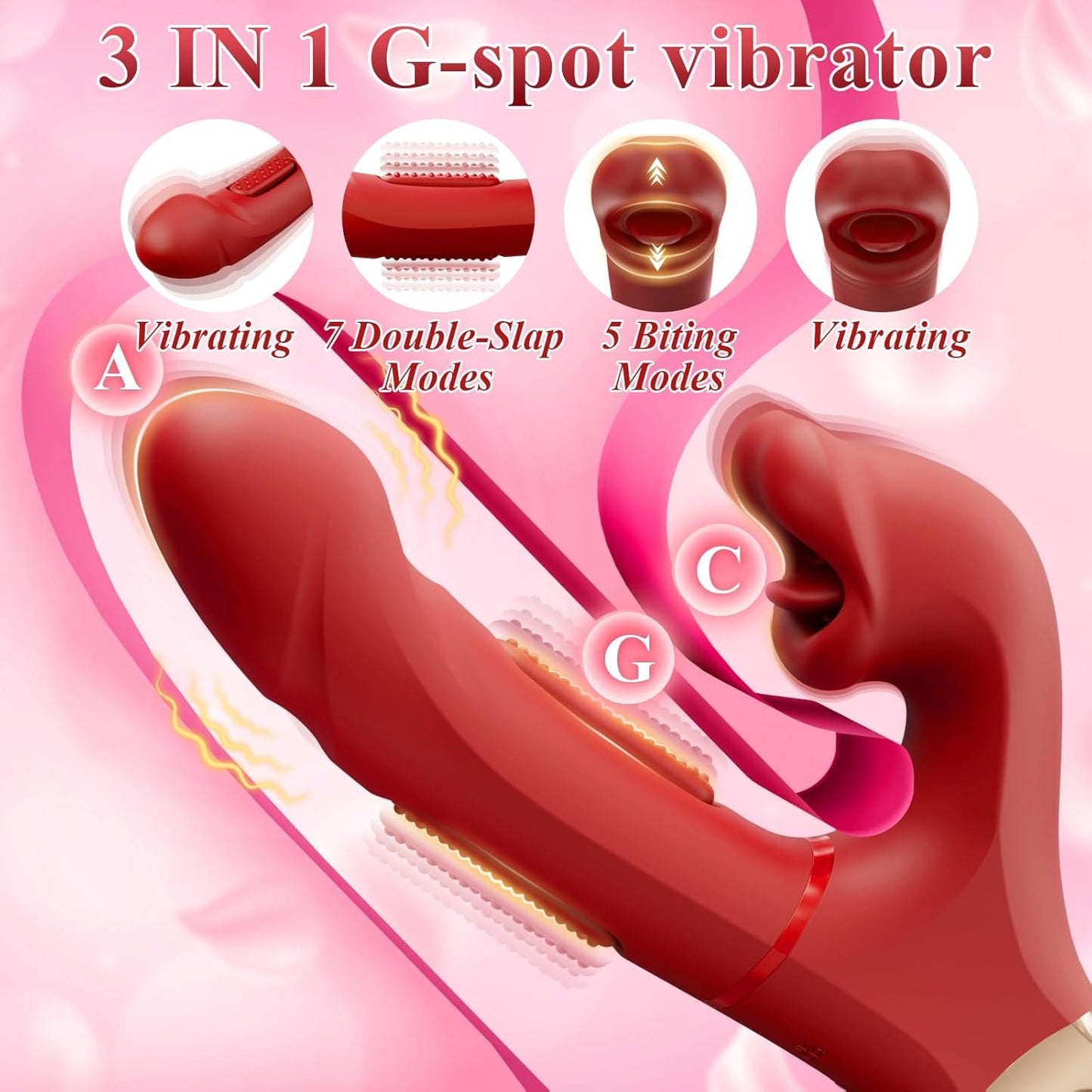 Pull Ring Rose Muncher Biting Tongue Flapping G Spot Vibrator