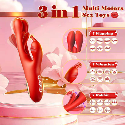 3 IN 1 Rabbit Flapping G Spot Clitoral stimulation Vibrator