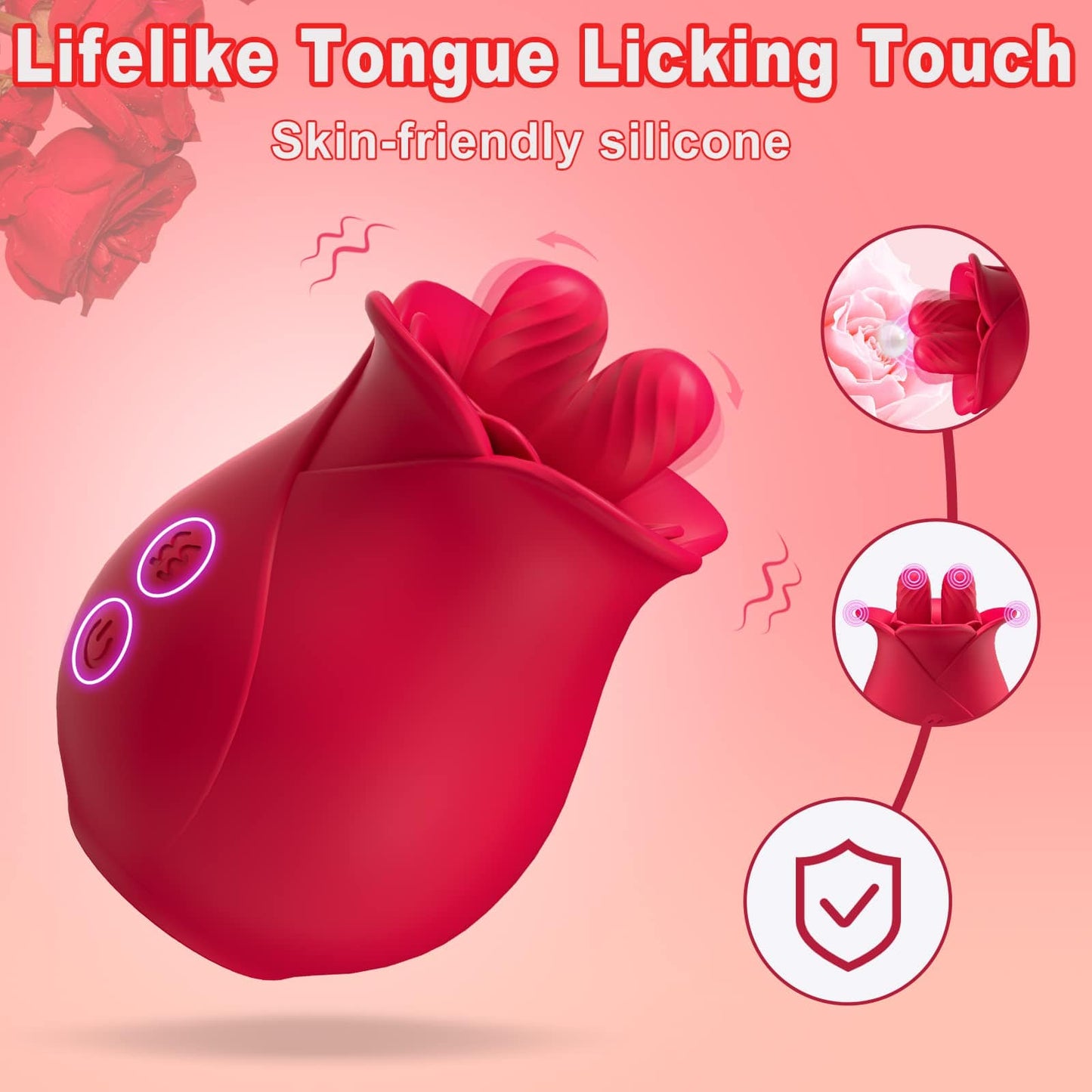 Rose Double Tongue Licking Vibrator – Clitoral Stimulator, 100% Private Discreet Delivery