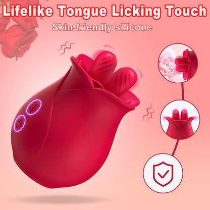 Rose Double Tongue Licking Vibrator – Clitoral Stimulator, 100% Private Discreet Delivery