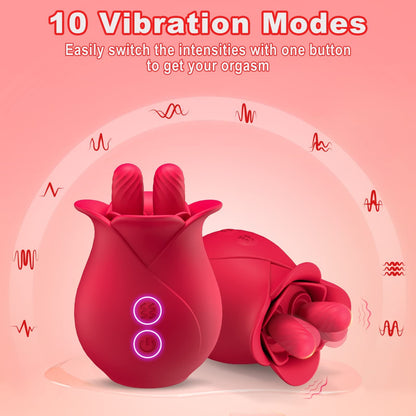 Rose Double Tongue Licking Vibrator – Clitoral Stimulator, 100% Private Discreet Delivery