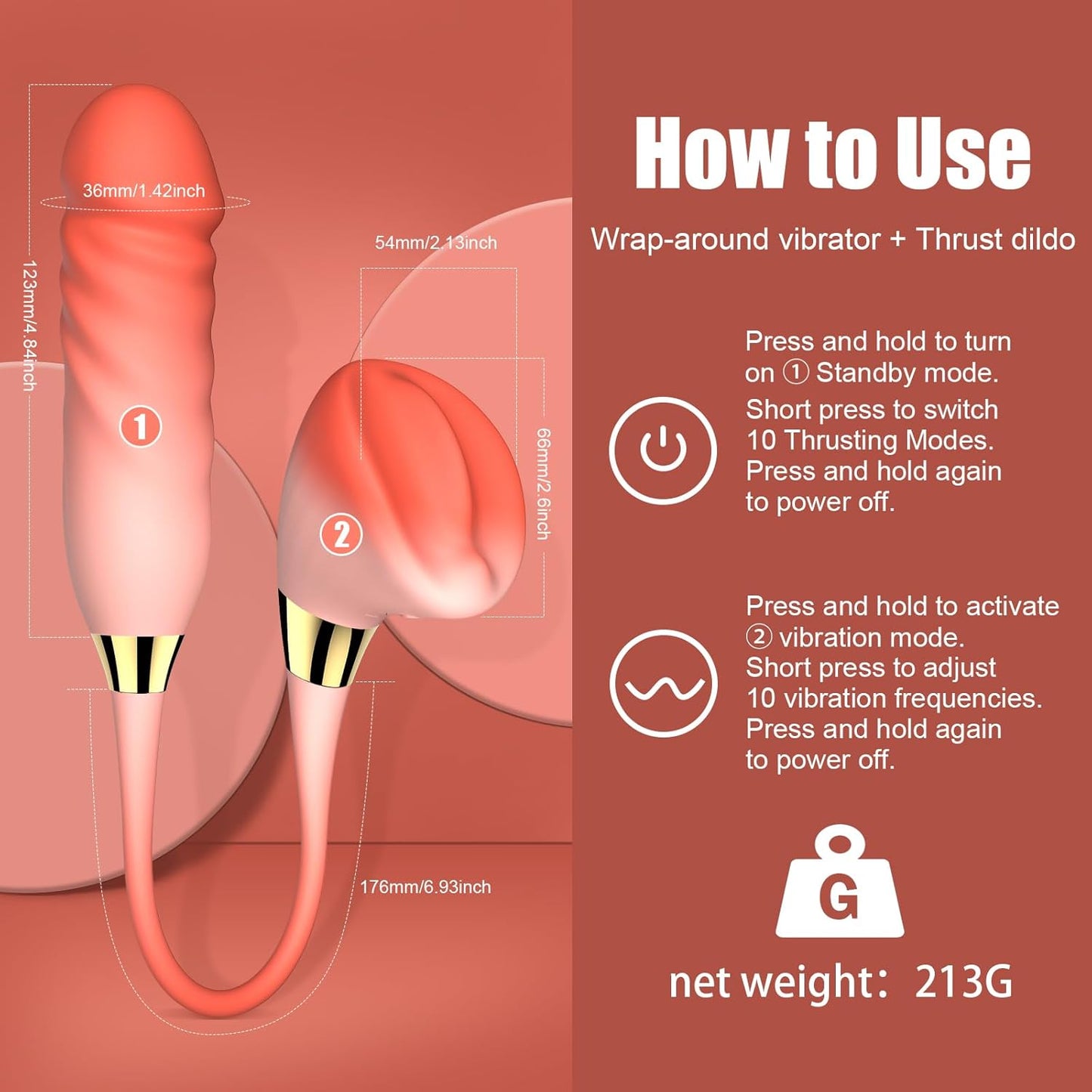 Mushroom 2 Pro Clit Nipple Vibration G Spot Thrusting Vibrator
