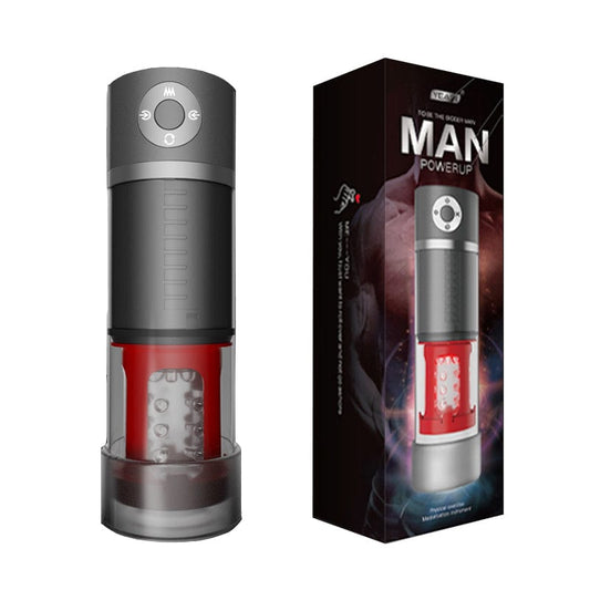 5-in-1 auto male masturbator suction heating rotation thrusting vibration black