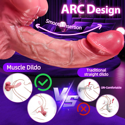 5 In 1 Realistic Muscular Thrusting Rotation Dildo Wireless Control Vibrators With Suction Cup