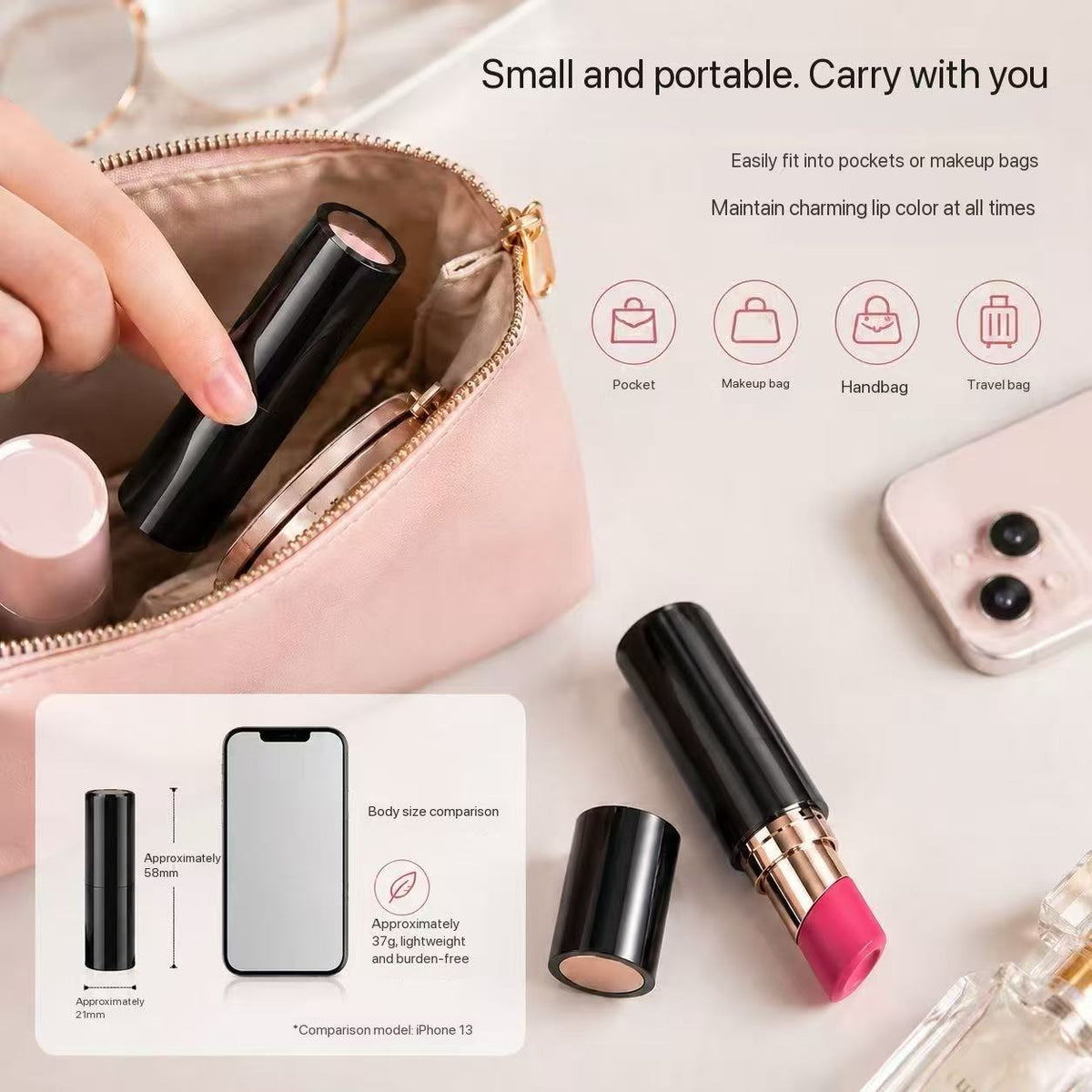 Lipstick clitoris-zuigvibrator – IPX5, magnetische USB