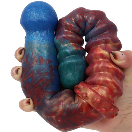 Experience Bliss with Our Double-Ended Silicone Dildo – Streamer Colors for Ultimate Pleasure