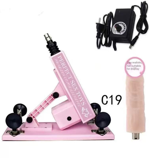 automatic thrusting sex machine pink with realistic dildo attachment and variable speed adapter