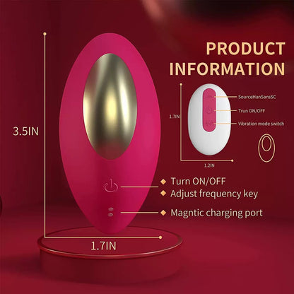 product dimension chart for rose red wearable suction vibrator and wireless remote control
   