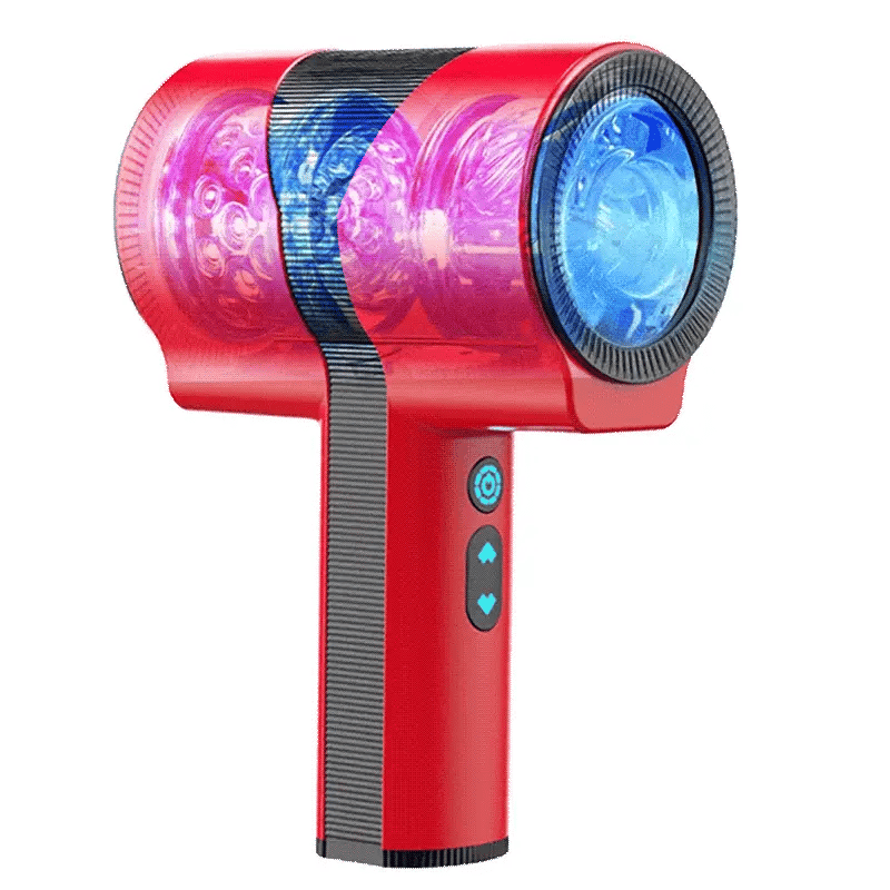 Multi-Frequency Telescopic Rotating Male Masturbator – Red & White