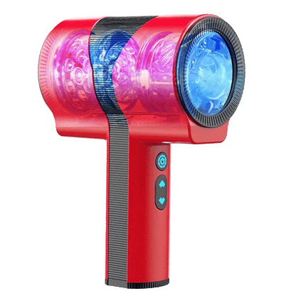 Multi-Frequency Telescopic Rotating Male Masturbator – Red & White