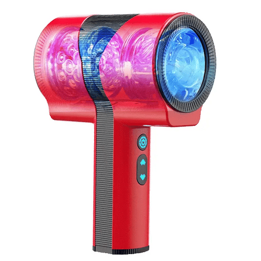 Multi-Frequency Telescopic Rotating Male Masturbator – Red & White