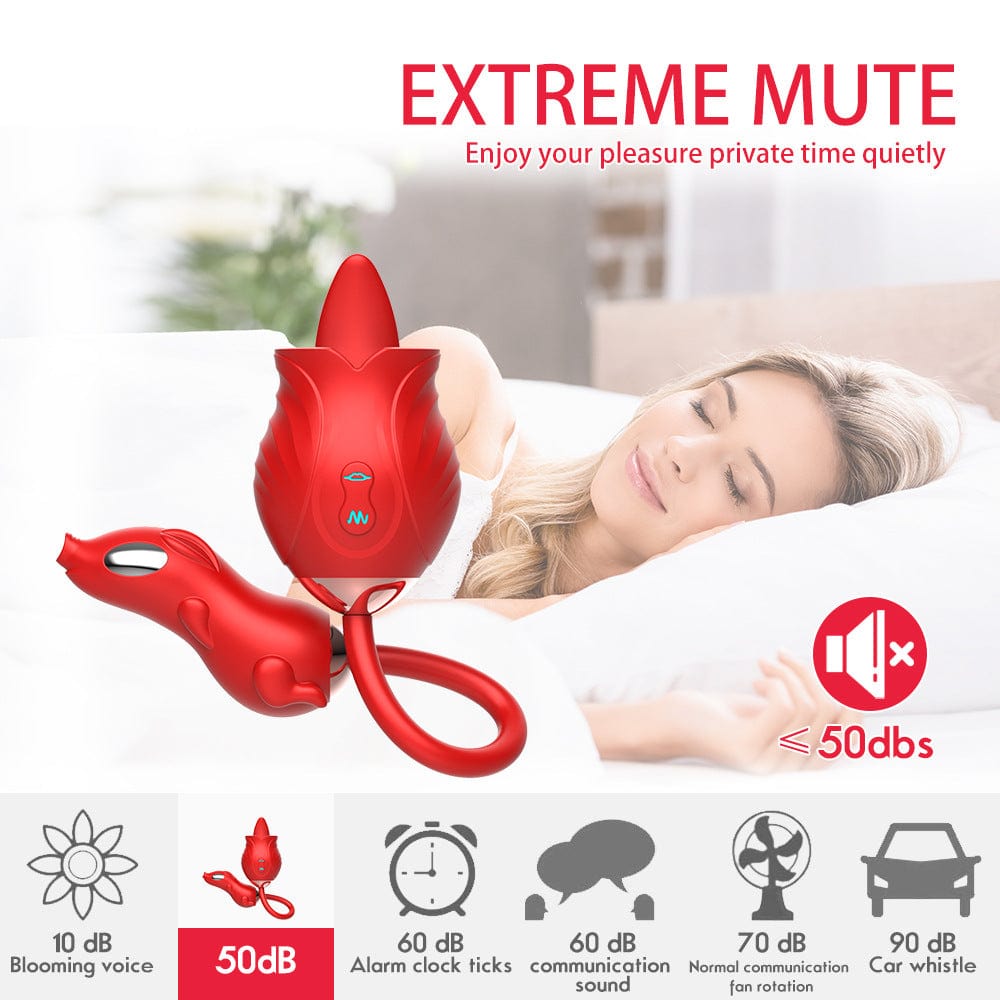 New Rose Dual-Head Tongue Licking Vibrating Massager – 10 Vibration Modes