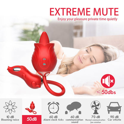 New Rose Dual-Head Tongue Licking Vibrating Massager – 10 Vibration Modes