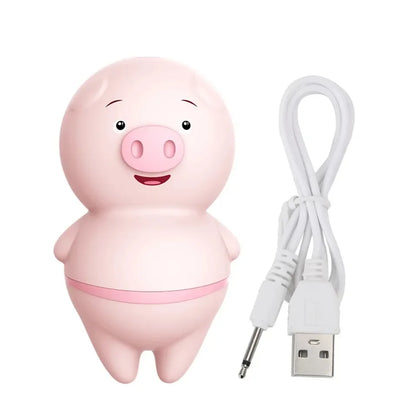 猪造型双头吮吸振动按摩器 10频防水硅胶粉色