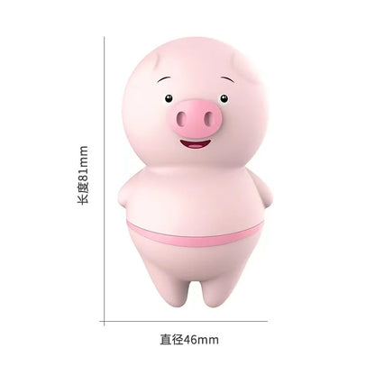 猪造型双头吮吸振动按摩器 10频防水硅胶粉色