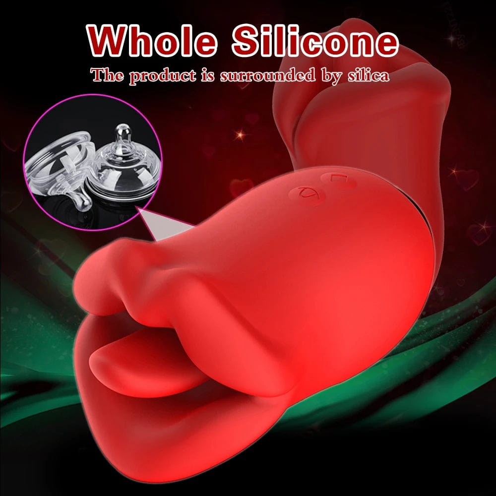 Female Clit Oral Licking Tongue Vibrator Rotating Nipples Stimulator