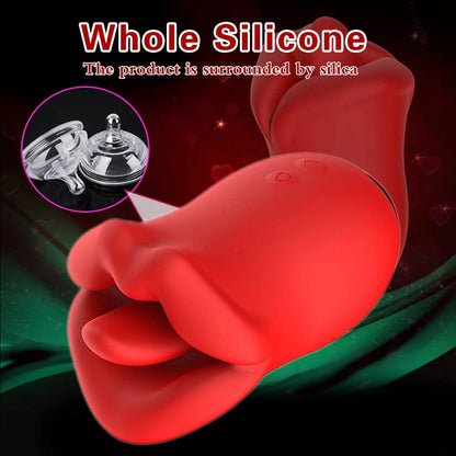 Female Clit Oral Licking Tongue Vibrator Rotating Nipples Stimulator