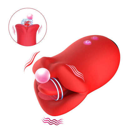 Female Clit Oral Licking Tongue Vibrator Rotating Nipples Stimulator