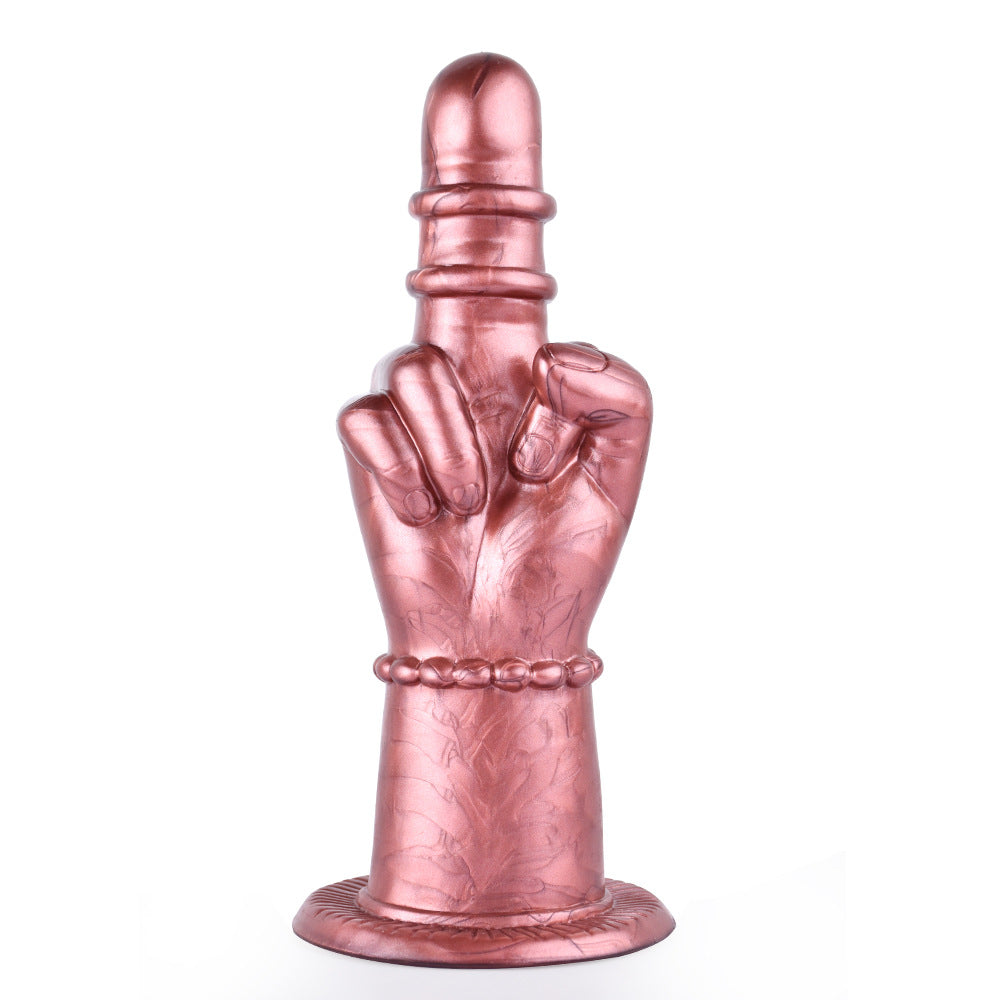 Middle finger penis anal plug colored silicone manual thruster stick flirting men and women masturbation