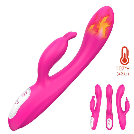 heating rabbit vibrator pink 9 vibration modes intelligent warming ipx7 g-spot